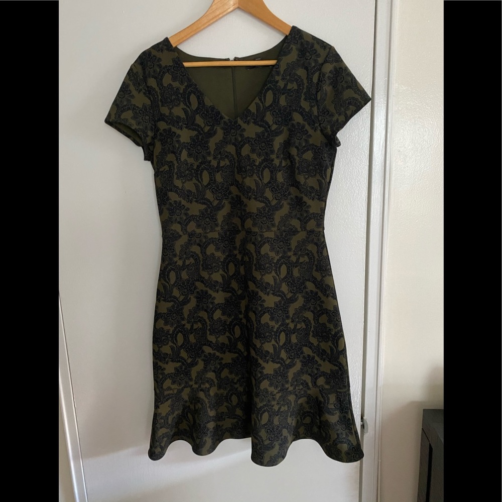 Olive and black floral dress